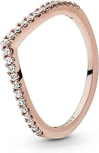 Pandora Jewelry Sparkling Wishbone Cubic Zirconia Ring In Pandora Rose, Size 9