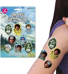 Gamago Bob Ross Temporary Tattoos, Multicolor