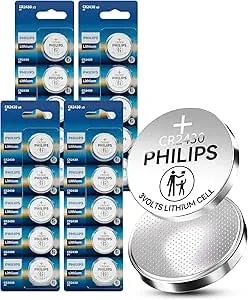 Philips 3v Lithium cr2430 Coin Cell Battery 20 Count, Long-Lasting 10-Year Storage, Stable Voltage Output, Child Safe Blister Pack For Remotes, Scales And Household Devices