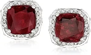 Ross-Simons Gemstone And .10 Ct. T.W. White Topaz Stud Earrings In Sterling Silver