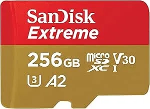 Sandisk 256gb Extreme Microsdxc Uhs-I Memory Card With Adapter - Up To 190mb/S, c10, u3, v30, 4k, 5k, a2, Micro Sd Card - Sdsqxav-256g-gn6ma