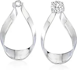 Ross-Simons Sterling Silver Ribbon Drop Earring Jackets