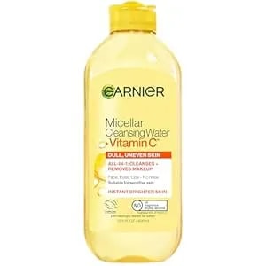 Garnier Micellar Water With Vitamin C, Facial Cleanser & Makeup Remover, Brightening & Hydrating, For All Skin Types, Vegan, Cruelty Free, 13.5 Fl Oz (400ml), 1 Count
