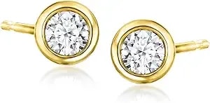 Ross-Simons 0.20 Ct. T.W. Bezel-Set Lab-Grown Diamond Stud Earrings In 18kt Gold Over Sterling