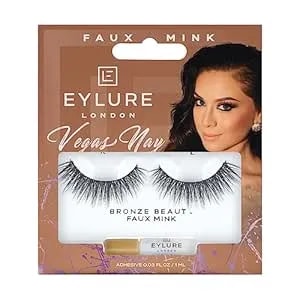 Eylure Vegas Nay Bronze Beauty False Eyelashes, Reusable, Adhesive Included, 1 Pair, Cruelty Free