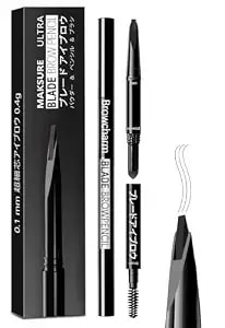 Browcharm Microblading Eyebrow Pencil,0.1mm Ultra-Fine Tip,3-In-1 Waterproof Eyebrow Pencil,With Eyebrow Powder&Eyebrow Brush,Hair-Like Strokes,Shapes,Fills Brow Makeup (01 Black)