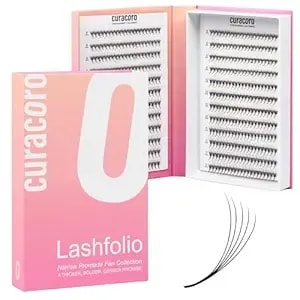Curacoro Lashfolio Narrow Promade Fans, 5d-0.07 Cc Curl, 8mm-15mm Length, Handmade Volume Eyelashes, Professional Long-Lasting Promade Lash Fans