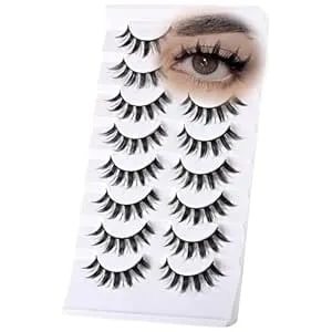 Manga Lashes Anime False Eyelashes Cat Eye Lash Strips Manhua Eye Lashes Natural Look Doll Spike Wispy Fake Mink Lashes Fluffy Eyelash Pack 8 Pairs 8-15mm Short Manhwa PestañAs For Women