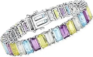 Ross-Simons 51.00 Ct. T.W. Multi-Gemstone Tennis Bracelet In Sterling Silver
