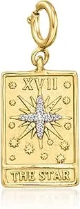Ross-Simons 18kt Gold Over Sterling The Star Tarot Card Charm With Diamonds