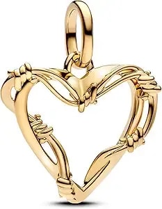 Pandora 14k Gold-Plated Barbed Wire Medallion Charm, One Size, No Other Material, No Gemstone