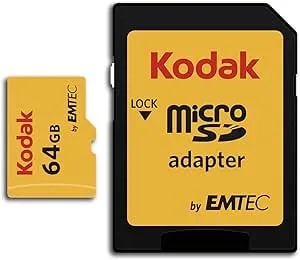 Kodak 64gb Class 10 Uhs-I u1 Microsdxc Card With Adapter 10x Write Speed