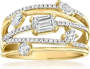 Ross-Simons 1.00 Ct. T.W. Lab-Grown Diamond Highway Ring In 18kt Gold Over Sterling