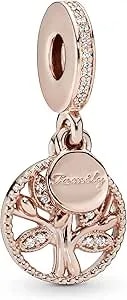 Pandora Family Heritage Dangle Charm, Pandora Rose, Clear Cubic Zirconia, One Size