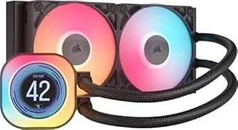 Corsair Icue Link Titan 240 Rx Lcd Liquid Cpu Cooler – 240mm Aio – Low-Noise – Flowdrive Cooling Engine – Intel Lga 1851/1700, Amd am5/am4 – 2x rx120 Rgb Fans – Icue Link System Hub Included – Black