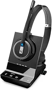 Sennheiser SDW 5066 (507024) - Double-Sided (Binaural) Wireless Dect Headset For Desk Phone Softphone/PC & Mobile Phone Connection Dual Microphone Ultra Noise Cancelling, Black