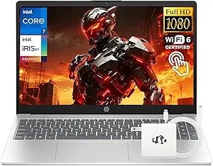 Hp Touchscreen Laptop, Intel 10-Core 7 150u(Up To 5.4ghz, Beat i7-1355u), 32gb ddr5 Ram 1tb Ssd 15.6" Fhd Intel Iris Xe Graphics Win 11 wifi6 Computer For Business Gaming Creator Work W/Gm Accessory