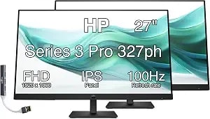 Hp Series 3 Pro 327ph 27" Ips, Anti-Glare, Flicker Free Monitor 2-Pack