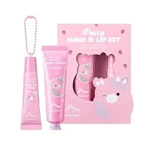 Tonymoly X Squishmallows Patty The Cow 2-Piece Skincare & Beauty Gift Set – Strawberry Hand Cream & Strawberry Shortcake Lip Gloss – Cute Korean Skincare Gift