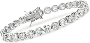Ross-Simons 13.50 Ct. T.W. Cz Tennis Bracelet In Sterling Silver