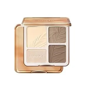 Judydoll Highlight & Contour Palette, All-In-One Matte Highlighter Contour Compact,Blendable Face Makeup For Beginners, For Warm Skin Tone (New Version 02 Tree Shadow Palette)