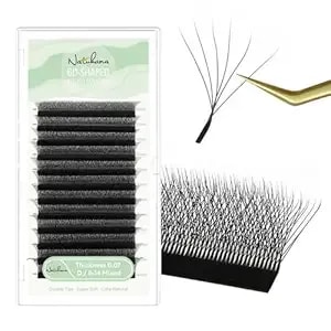 Eyelash Extensions 0.07 D Curl 8-14mm W Shaped Clover Classic Easy Fan Permanent Volume Lash Extensions Automatic Blooming Flower Lash,Professional Supplies For Lash Techs(6d,0.07-D,8-14 Mix)