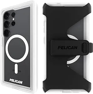 Pelican Voyager Samsung Galaxy s25 Ultra Case [Magnetic And Wireless Charging] Case W/ 18ft Mil-Std Drop Protection - Heavy Duty Cover W/Belt Clip Holster For Samsung Galaxy s25 Ultra 6.9" - Clear