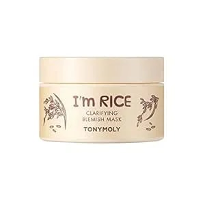 Tonymoly I'M Rice Clarifying Blemish Clay Mask, Facial Mask Detoxifiies, Reduces Redness & Soothes Irritated Skin, Kaolin Clay & Fermented Rice, 100ml