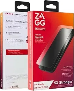 Zagg Invisibleshield Glass Elite Screen Protector For Iphone 16 Plus/Iphone 15 Plus – 5x Stronger Tempered Glass, Reinforced Edges, Scratch Resistant, Anti-Smudge, Easy Bubble-Free Installation