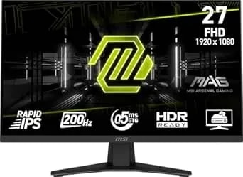 Msi Mag 274f 27-Inch 1920 X 1080 (Fhd) Gaming Office Monitor, 200hz, Adaptive Sync, Hdr Ready, Hdmi, Vga Port, Vesa Mountable, Tilt, 4-Side Slim Bezel,0.5ms, Black