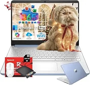 HP 14" Laptop 2025 Business Student Slim Computer, 1-Y Office 365, Copilot AI, Quad-Core Intel CPU, 16 GB RAM, 128GB UFS & 128GB SD Card, Wi-Fi 6, Windows 11 Pro, JQ2XzAccessory, Sky Blue