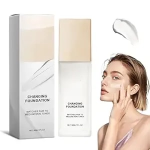 Color Changing Foundation For All Skin Types, Hydrating And Lightweight Liquid Foundations, Full Coverage Natural Nude Makeup (1pcs)