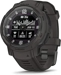 Garmin Instinct Crossover Solar, Rugged Hybrid Smartwatch With Solar Charging Capabilities, Analog Hands And Digital Display, Graphite