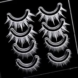 Eyelashes Halloween Cosplay Manga Anime Lashes Set - White False Eyelashes (wq14-4 Pairs)