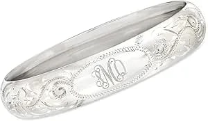 Ross-Simons Sterling Silver Personalized Scrollwork Bangle Bracelet