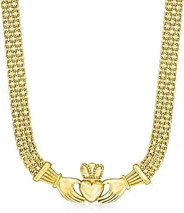 Ross-Simons 18kt Gold Over Sterling Bismark-Link Claddagh Necklace