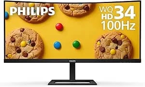 Philips 346E2CUAE 34'' Curved Frameless Ultrawide QHD 3440x1440,100Hz 1ms MPRT, Srgb 121%, USB-C Charging, Multiview PIP/PBP, Height Adjustable, 4Yr Advance Replacement