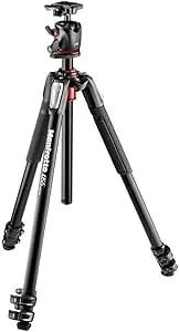 Manfrotto 055 Aluminum 3-Section Tripod Kit With Horizontal Column And Ball Head (mk055xpro3-bhq2), Black