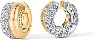 Pavoi 14k Gold Plated Chunky Tubular Hinged Earscape Ear Cuffs For Women - Statement Earring Pair