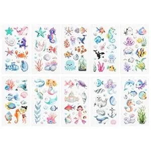 80 Piece Ocean Animals Temporary Tattoos Themed Birthday Party Decorations Favors Supplies Under The Sea Party Decorations Ocean Stickers For Ocean Theme Birthday Party Decoration Favors