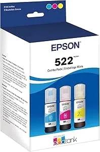Epson 522 Ecotank Ink Ultra-High Capacity Bottle Color Combo Pack (T522520-S) Works With ET-2720, 2800, 2803, 2840, 4700, 4800, 4810