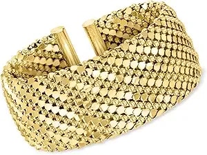 Ross-Simons Italian 14kt Yellow Gold-Plated Patterned Wide Cuff Bracelet