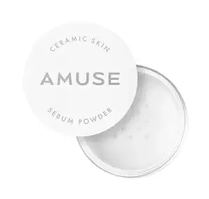 Amuse Seoul Ceramic Skin Sebum Face Powder (01 Clear) - Lightweight Oil Control Loose Powder, No Sebum Blurring Finish, Long Lasting Setting Powder, Smooth Skin Finish, Vegan, Korean Makeup