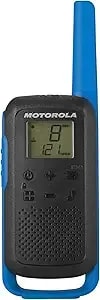 Motorola Solutions, Portable Frs, t270tp, Talkabout, Two-Way Radios, Rechargeable, 22 Channel, 25 Mile, Black W/ Blue, 3 Pack