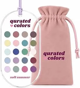 Seasonal Color Analysis Card – Acrylic Color Palette Guide For Shopping, Makeup & Outfits With Velvet Pouch (Soft Summer)