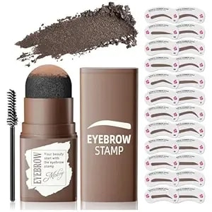 Eyebrow Stamp Stencil Kit - Eye Brow Stencil Kit For Beginners, Brow Stencil And Stamp Kit Long-Lasting, Smudge-Proof & Waterproof, 24 Reusable Eyebrow Shapes Stencils For Perfect Brow (Black Brown)