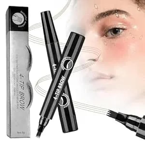 Microblading Eyebrow Pencil, 2026 New 3d Waterproof 4-Tip Magic Eyebrow Pencil Natural Makeup Long-Lasting Fine Stroke Magic Eyebrow Pen (Black)