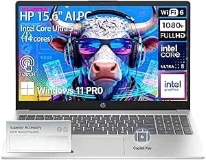 Hp 15 Laptop Touchscreen Computer, Intel Core Ultra 5 (>i7-1355u, 14-Core), 15.6" Fhd Ips Touch Screen Student&Business Laptop Ai Pc, 16gb ddr5 1tb Ssd Windows 11 Pro, Number Pad - Wi-Fi 6 - Silver