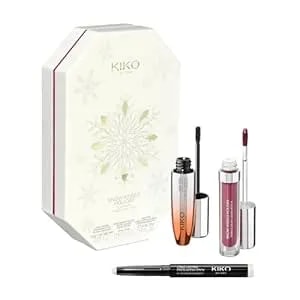 Kiko Milano Snow-Kissed Holiday Glam-Faves Make Up Gift Set, Makeup Gift Set: Volumising Mascara, Matt-To-Shimmering Lipstick And Eyeshadow Stick