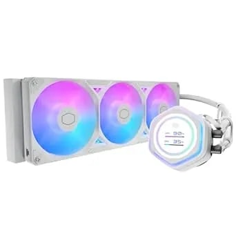 Cooler Master Atmos II 360 LCD AIO CPU Liquid Cooler – 360mm Radiator, Customizable LCD Display, 3X ARGB PWM Fans, Dual-Chamber Pump, Ultra-Quiet Performance, AMD AM5/AM4 & Intel LGA 1851/1700, White